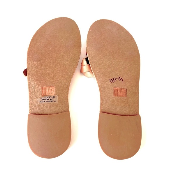 Frye Azalea Braid Slide Sandals Two Strap Open Toe Tan Light Rose Leather 7 - Picture 7 of 7